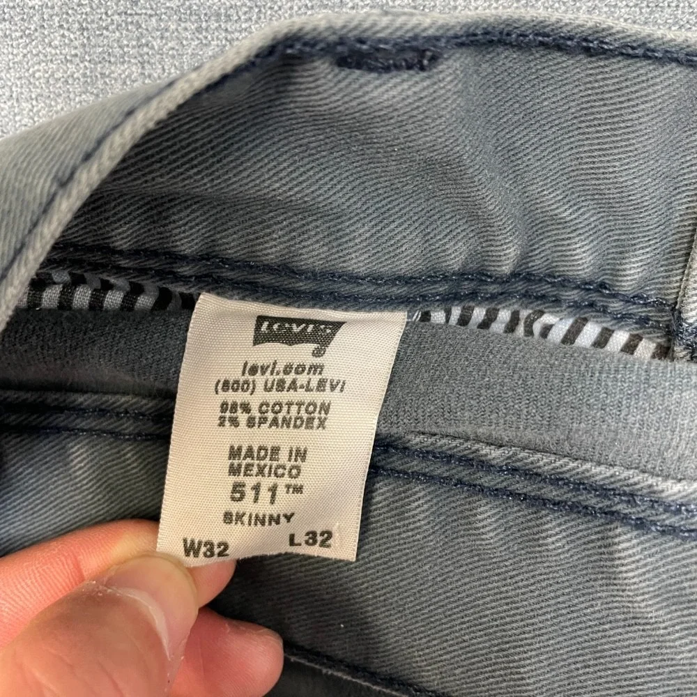 Levi's 511 Chino Pants Mens 32x32 Gray Cotton Stretch Skinny Leg Slash Pockets
